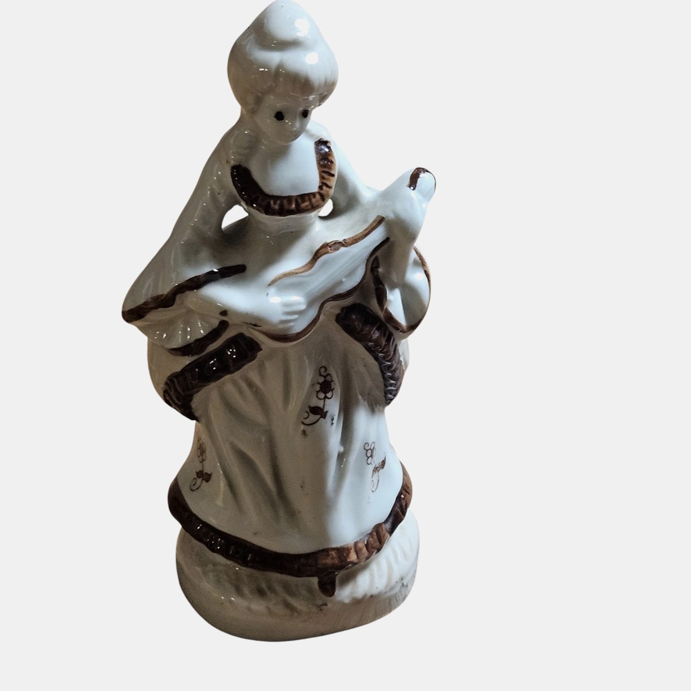 Vintage 70s 80s Porcelain Ceramic Lady Woman with Guitar Figurine Hand Painted